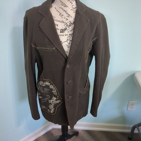 191 Unlimited Jackets & Blazers - 191 Unlimited medium jacket patchwork blazer steampunk brown